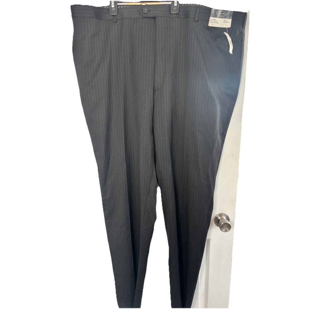 Pronto Uomo Men's Couture Suit Dress Pant‎ 100% Wool 50x36 Black Unhemmed $169